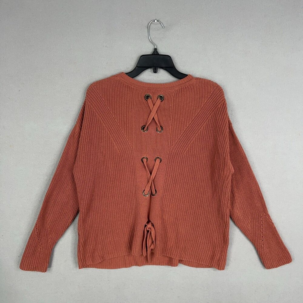 Lucky Brand Sweater Womens Large Pullover Lace Up Back Ribbed Cozy Fall Boho Y2K - Picture 5 of 12